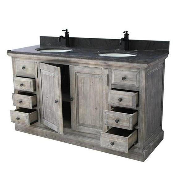 InFurniture WK1860-G plus WK Top 61 in. Rustic Solid Fir Sink Vanity In Grey-No Faucet