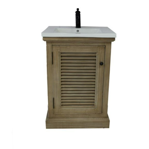 InFurniture WK1924 24 in. Rustic Style Bathroom Vanity with Ceramic Single Sink-No Faucet