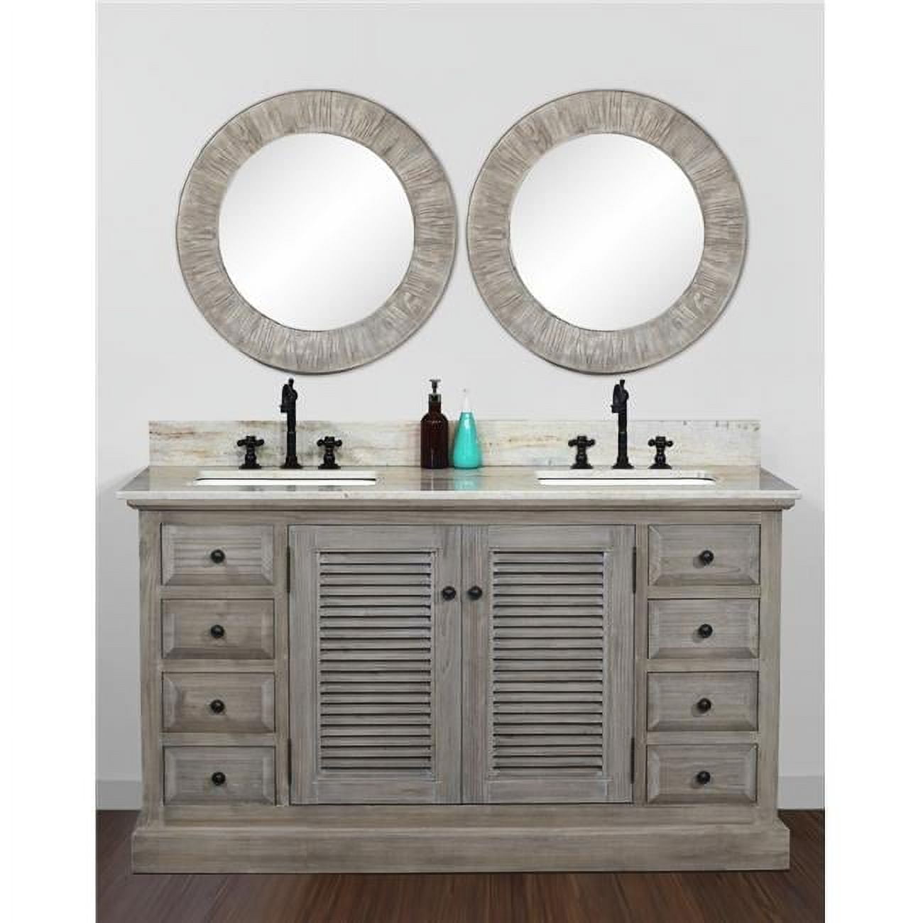 InFurniture WK1960-CS SQ TOP 60 in. Solid Recycled Fir Double Sink ...