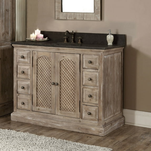 InFurniture WK8148-CW TOP 48 in. Solid Recycled Fir Single Sink Vanity With Carrara White Marble Top-No Faucet