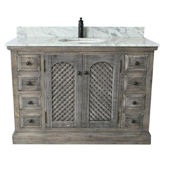 InFurniture WK8148-G plus CW Top 48 in. Rustic Solid Fir Sink Vanity In Grey-No Faucet