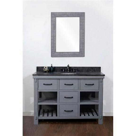 InFurniture WK8248-BG-WK TOP 48 in. Rustic Solid Fir Single Sink Vanity in Blue Grey Driftwood With Limestone Top-No Faucet