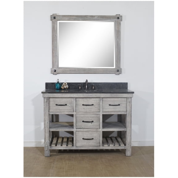 InFurniture WK8248-G-WK TOP 48 in. Rustic Solid Fir Single Sink Vanity in Grey Driftwood With Limestone Top-No Faucet
