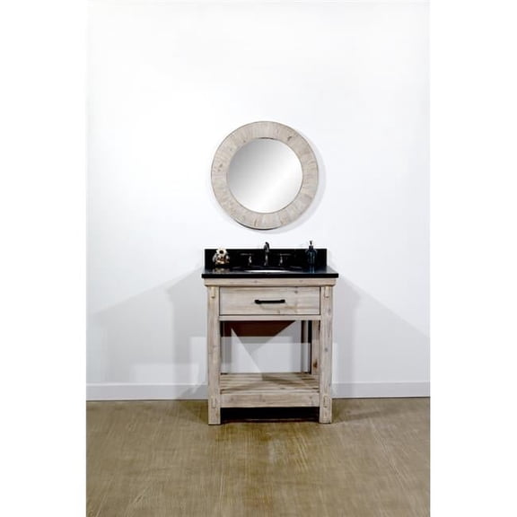 InFurniture WK8430-WK SQ TOP 30 in. Rustic Solid Fir Single Sink Vanity With Rectangular Sink Limestone Top-No Faucet