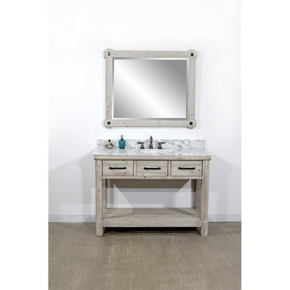 InFurniture WK8448-CW TOP 48 in. Rustic Solid Fir Single Sink Vanity With Carrara White Marble Top-No Faucet