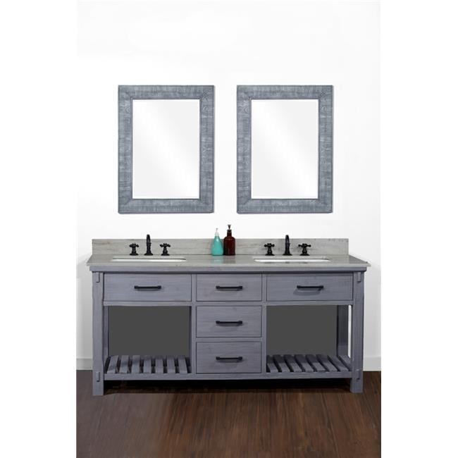 InFurniture WK8472-BG-CS SQ TOP 72 in. Rustic Solid Fir Double Sink ...