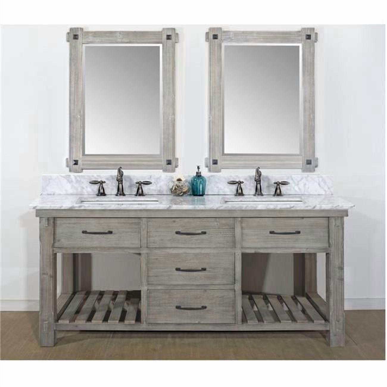 InFurniture WK8472-G-CW SQ TOP 72 in. Rustic Solid Fir Double Sink ...