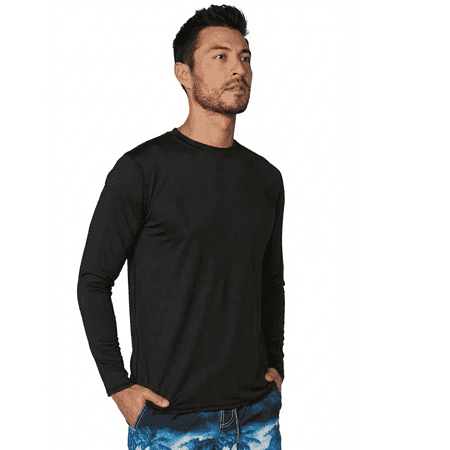 INGEAR Men's UPF 50+ Long Sleeve Sun Shirt, Quick-Dry UV Protection Rash Guard Black, L
