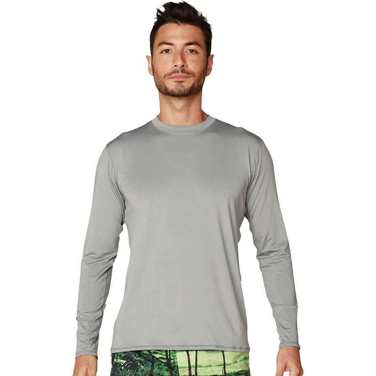 Ingear Dry Fit Swim Shirts for Men UV Sun Protective Rash Guard Workout Shirts, Men's, Size: Large, Silver