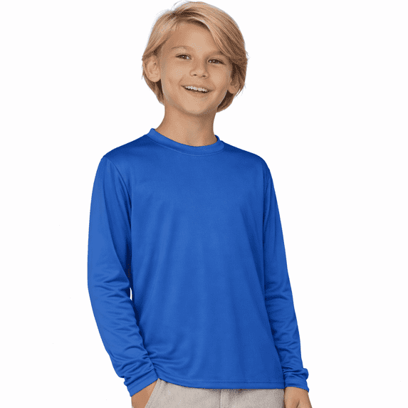 INGEAR Boys' Rash Guard UPF 50+ Long Sleeve Swim Shirt, Quick-Dry Lightweight Sun Protection, Royal, XL