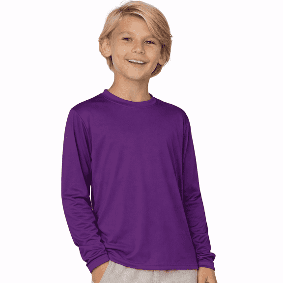 INGEAR Boys' Rash Guard UPF 50  Long Sleeve Swim Shirt, Quick-Dry Lightweight Sun Protection, Purple, XS