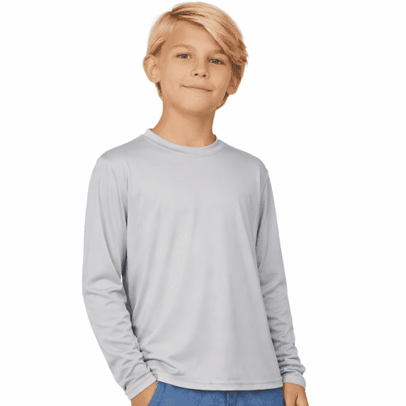 INGEAR Boys' Rash Guard UPF 50+ Long Sleeve Swim Shirt, Quick-Dry Lightweight Sun Protection, Glacier, L