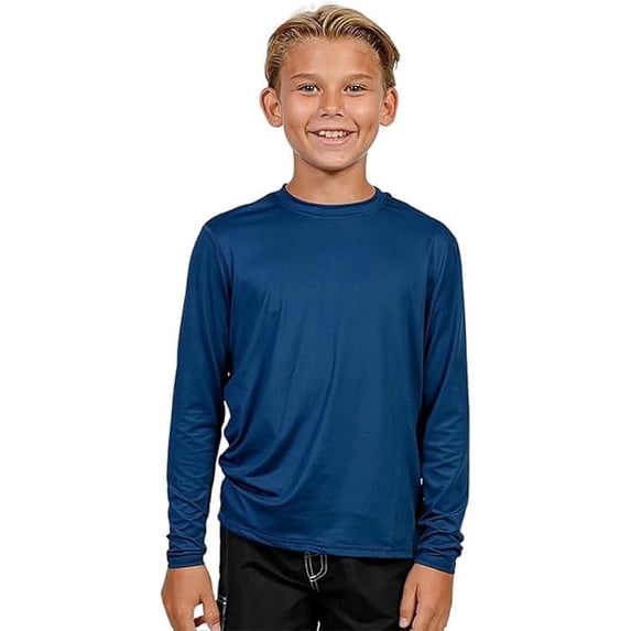 INGEAR Boys' Rash Guard UPF 50+ Long Sleeve Swim Shirt, Quick-Dry Lightweight Sun Protection, NAVY, M