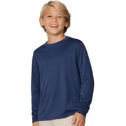 INGEAR Boys' Rash Guard Long Sleeve Swim Shirt UPF 50+, Quick Dry Kids Fishing Shirt, Dry Fit Sun Protection, Navy, M