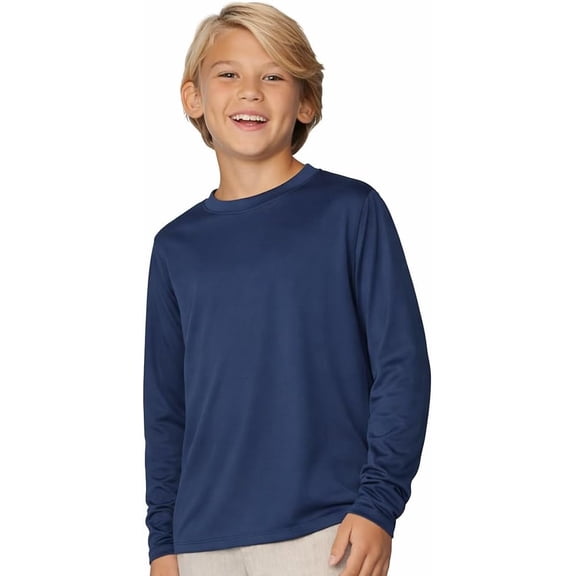 INGEAR Boys' Rash Guard Long Sleeve Swim Shirt UPF 50 , Quick Dry Kids Fishing Shirt, Dry Fit Sun Protection, Navy, M