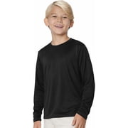 INGEAR Boys' Rash Guard Long Sleeve Swim Shirt UPF 50+, Quick Dry Kids Fishing Shirt, Dry Fit Sun Protection, Black, S