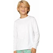 INGEAR Boys' Rash Guard Long Sleeve Swim Shirt UPF 50+, Quick Dry Kids Fishing Shirt, Dry Fit Sun Protection, White, XS