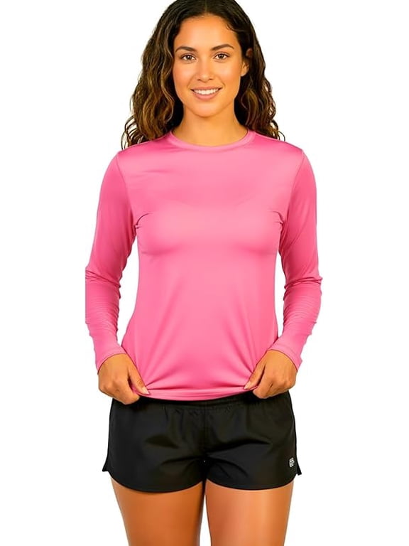 Sun Shirt Beach Coverup for Women’s UPF 50+, Pink, L