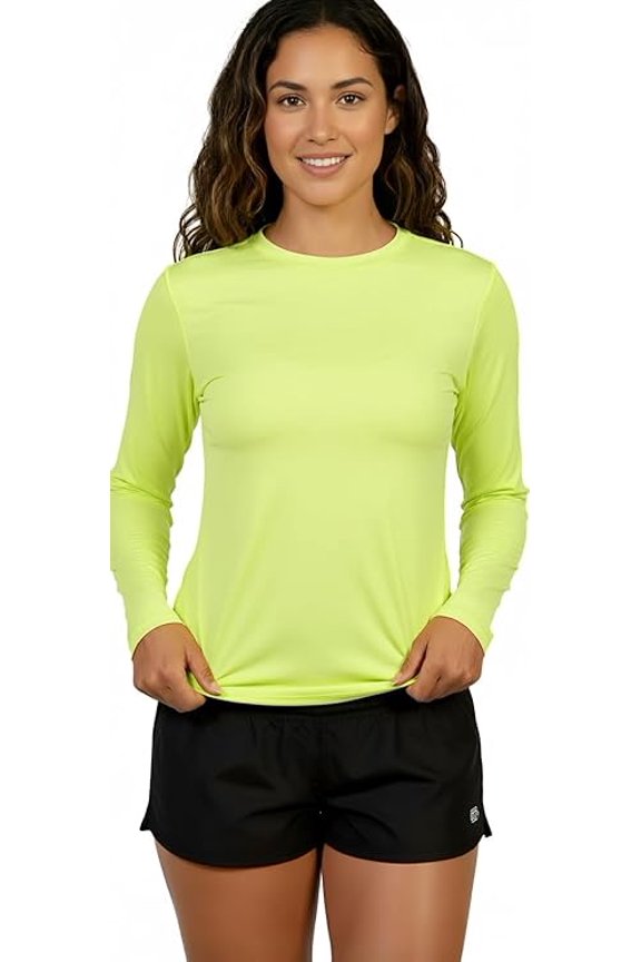 Sun Shirt Beach Coverup for Women’s UPF 50+, Neon Yellow, L