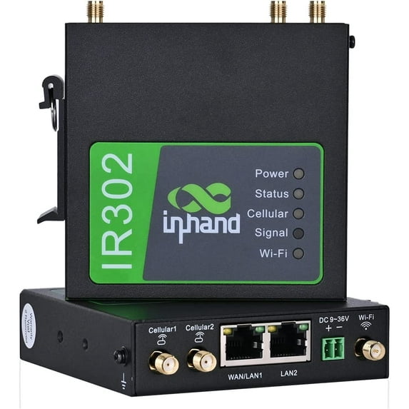 InHand Networks IR302 Industrial IoT 4G LTE VPN Cellular Router, LTE Cat 4+ Wi-Fi, Dual sim Card Slots, Management by Cloud Platform, DI/DO Port, Support T-Mobile, AT&T & Verizon, UL Certification