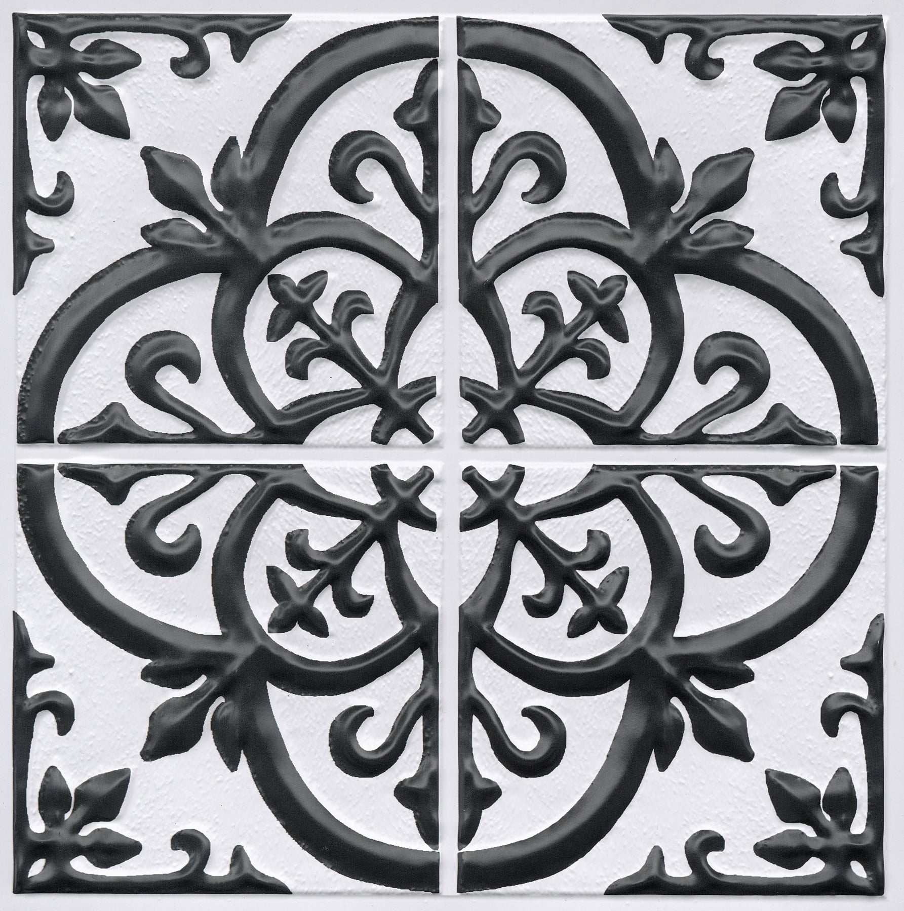 20'' Black and White PVC Gothic Peel and Stick Tile