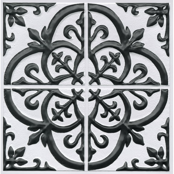 InHome Black & White Mason Peel & Stick Embossed Tile Backsplash