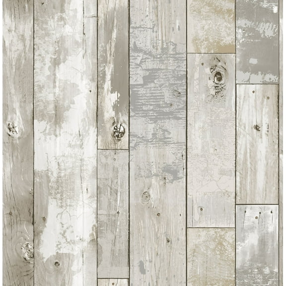 InHome Brown Driftwood Vinyl Peel & Stick Wallpaper, 198-in by 20.5-in, 28.2 sq. ft.