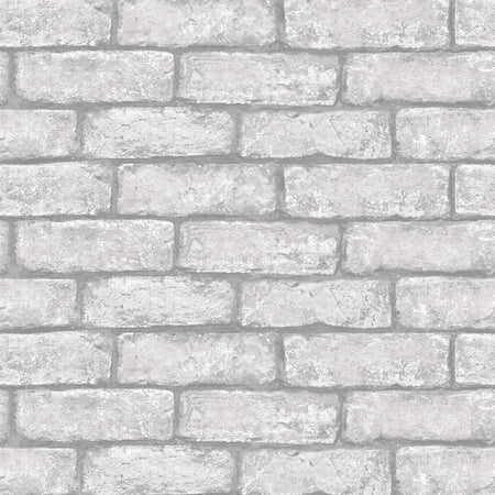 InHome Cambridge Brick Grey Peel & Stick Wallpaper, 198-in by 20.5-in
