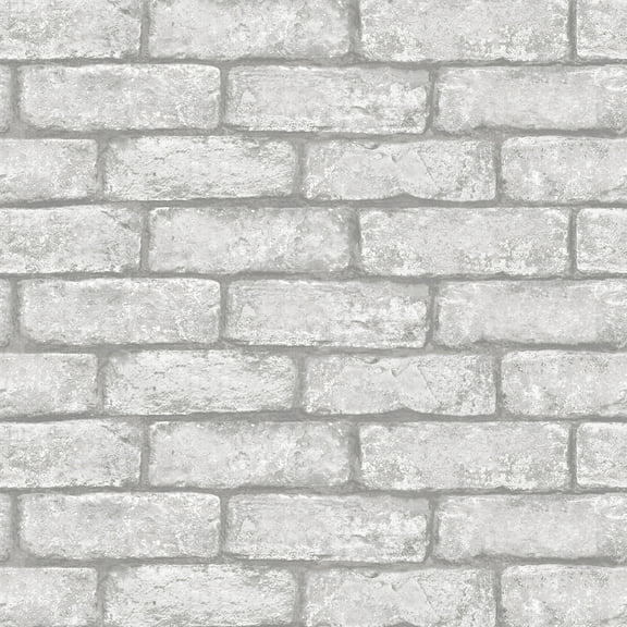 InHome Cambridge Brick Grey Peel & Stick Wallpaper, 198-in by 20.5-in