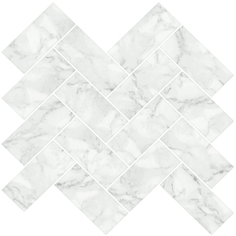 InHome Herringbone Carrara 10 in. x 10 in. Peel and Stick Resin Backsplash Tiles (4-Pack) InHome Herringbone Carrara 10 in. x 10 in. Peel and Stick Resin Backsplash Tiles (4-Pack)