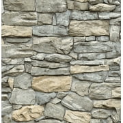 InHome Kilkenny Grey Stone Peel and Stick Vinyl Wallpaper, 216-in by 20.8-in, 31.2 Sq. ft.