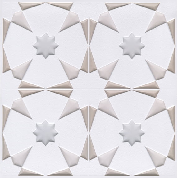 InHome Neutral Vega Peel & Stick Embossed Tile Backsplash