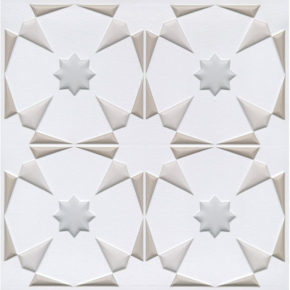 InHome Neutral Vega Peel & Stick Embossed Tile Backsplash