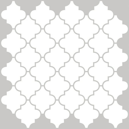 InHome Quatrefoil 10 in. x 10 in. Peel & Stick Resin Backsplash Tiles in White and Gray (4 Pack)