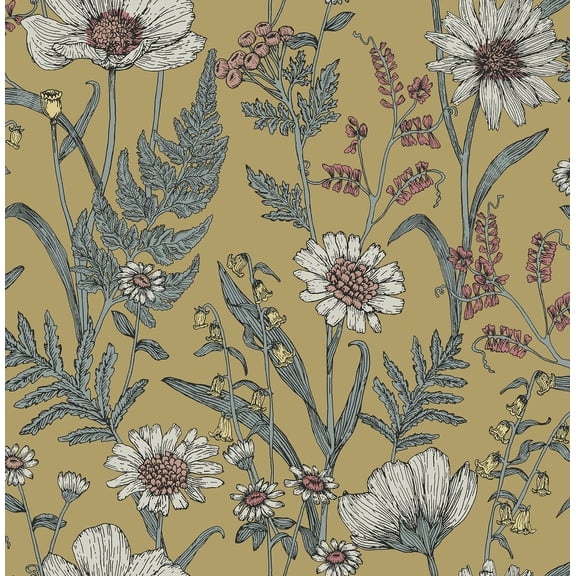 InHome Spring Meadow Yellow Peel and Stick Wallpaper