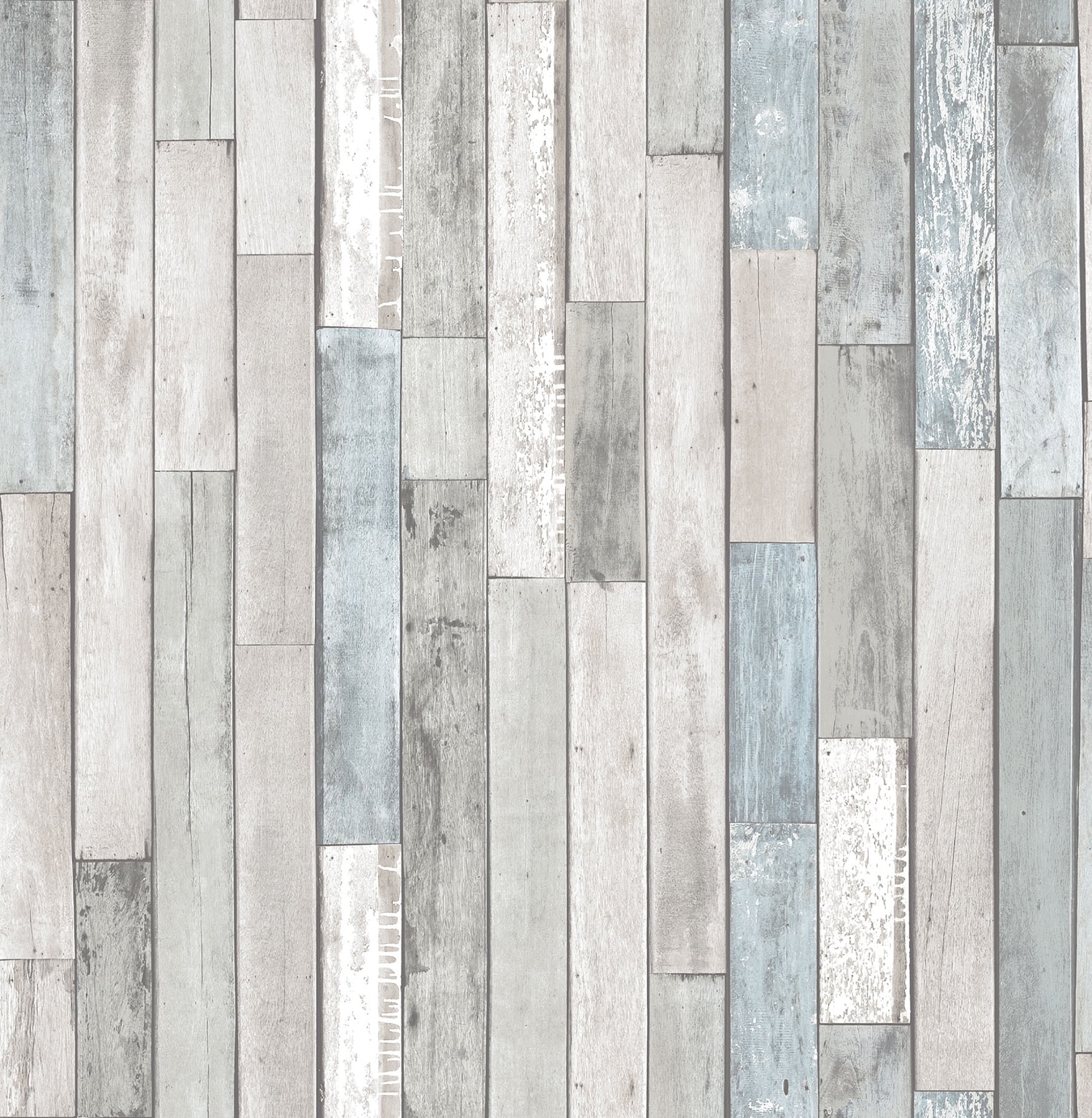 Weathered Gray and Blue Wood Peel and Stick Wallpaper Roll