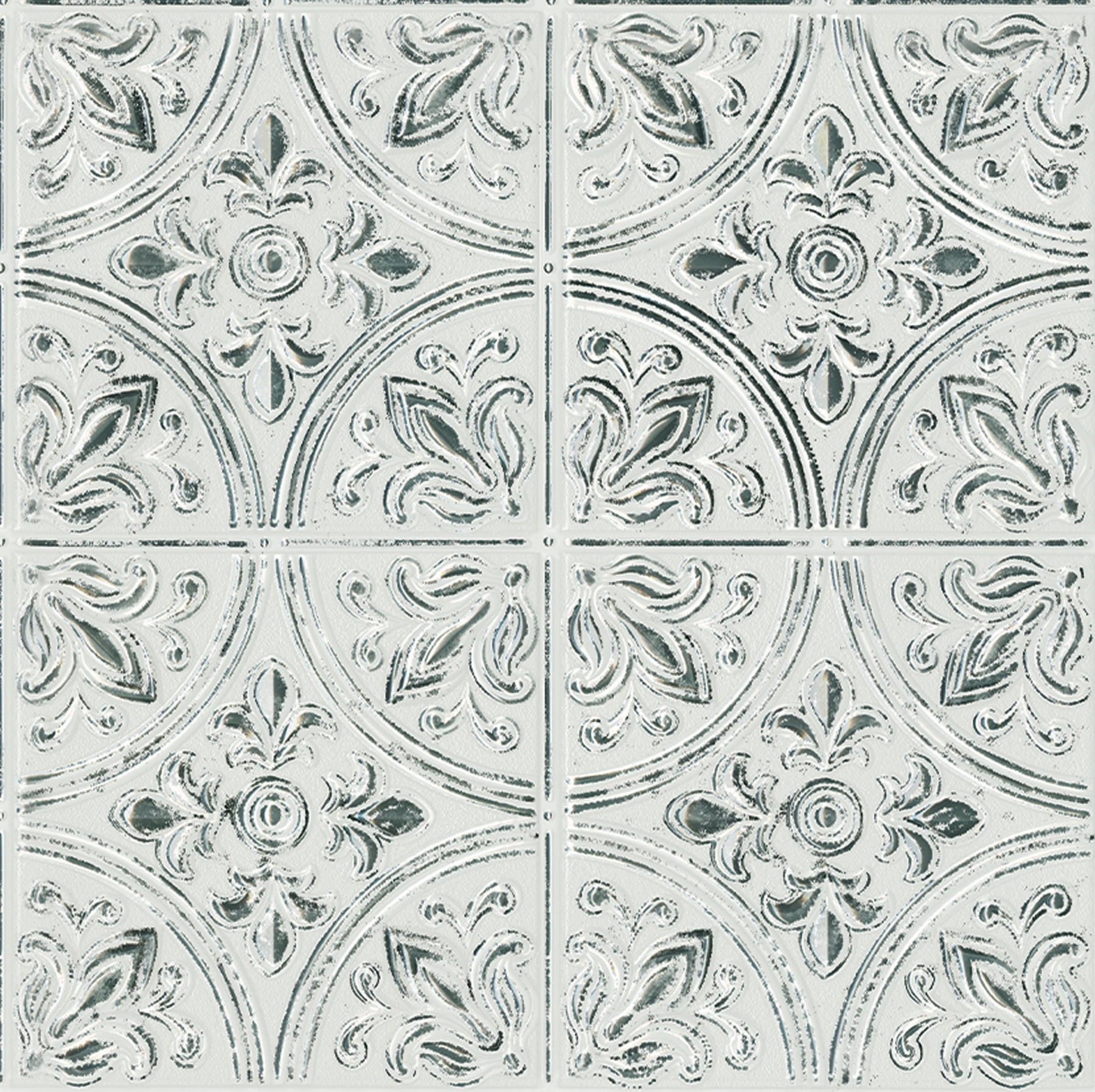 Chelsea 10" x 10" Antique White Peel and Stick Tin Tiles