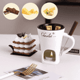 thumbnail image 1 of Sykixib Chocolate Melting Cup Set Ceramic Fondue Mug with Candle & Forks for Cheese, Chocolate & Date Nights White, 1 of 9