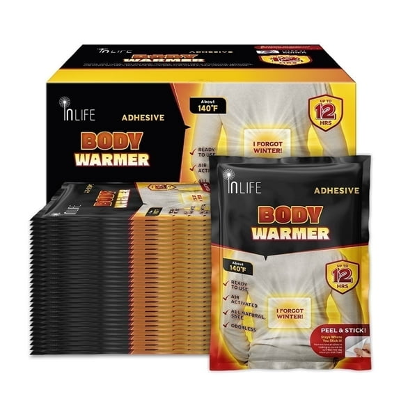 Inlife Warmer for Body with Adhesive, Outdoor and Indoor, Air-Activated, Consistently Long Last, Odorless, 30 Packs