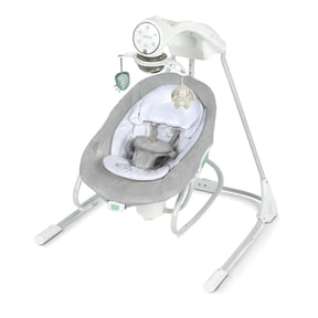 InLighten Soothing Swing & Rocker, Vibrating Swivel Infant Seat, Soothing Sounds, USB-Powered, Gray