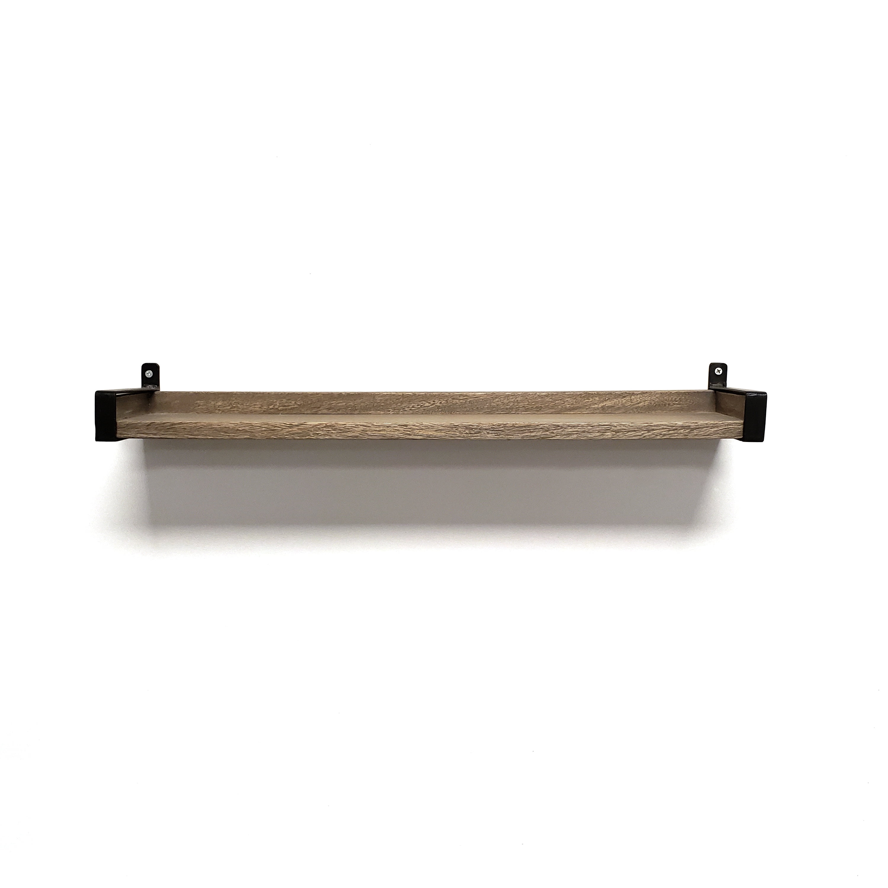 24" Driftwood Solid Wood Industrial Bracket Ledge Wall Shelf