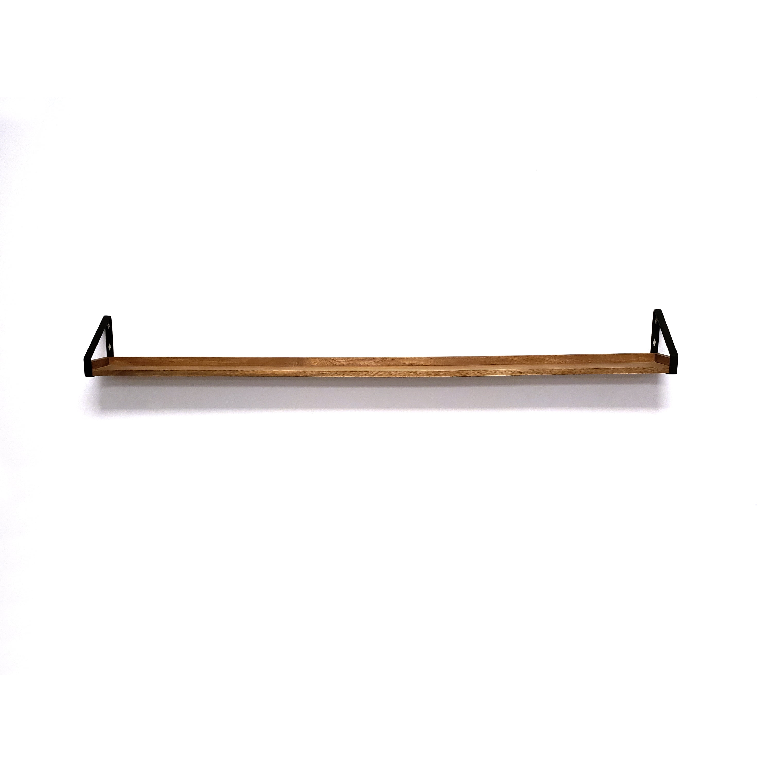 InPlace 60 W x 5 D x 6 H Mango Natural Wood Rustic Black Iron Bracket Ledge Shelf, Mango 9602107E