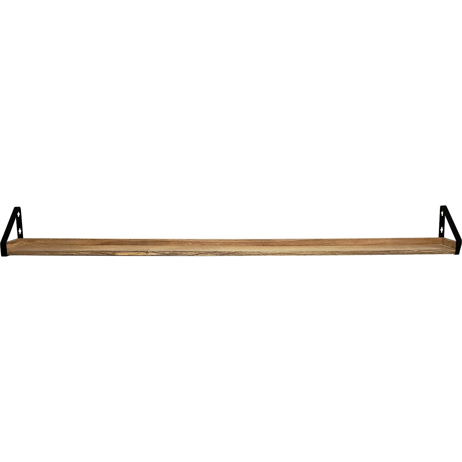 InPlace 60Wx5Dx6H Rustic Mango Walnut Wood Floating Shelf Black Iron Bracket Ledge Shelf 9602113E