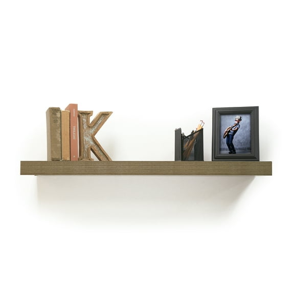 InPlace Rectangle Wood Wall Shelf, Wall Mounted Picture Ledge Shelf, White, 60" W x 3.5" H x 4.5" D