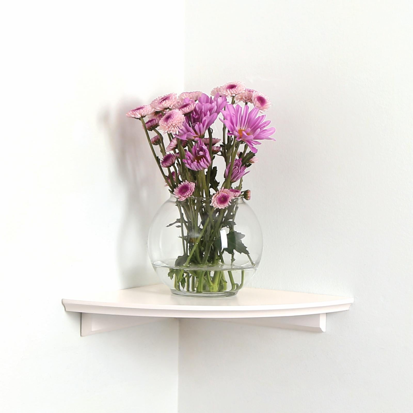 InPlace Shelving, 11.8Wx11.8D inch, Wood Corner Wall-Mounted  Floating Shelf Kit, White