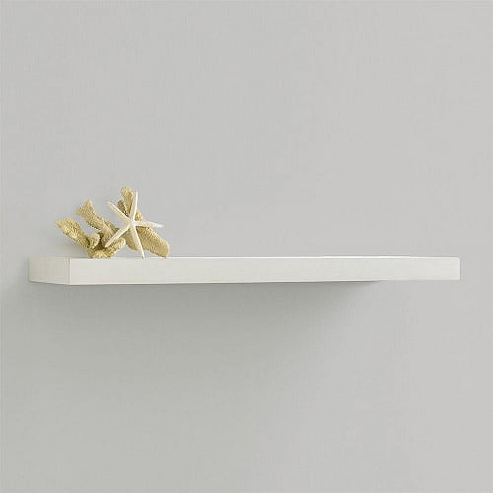 InPlace Shelving Wood Wall Shelf, Coastal Beach Floating Shelf, White, 47" W x 10" D x 2" H