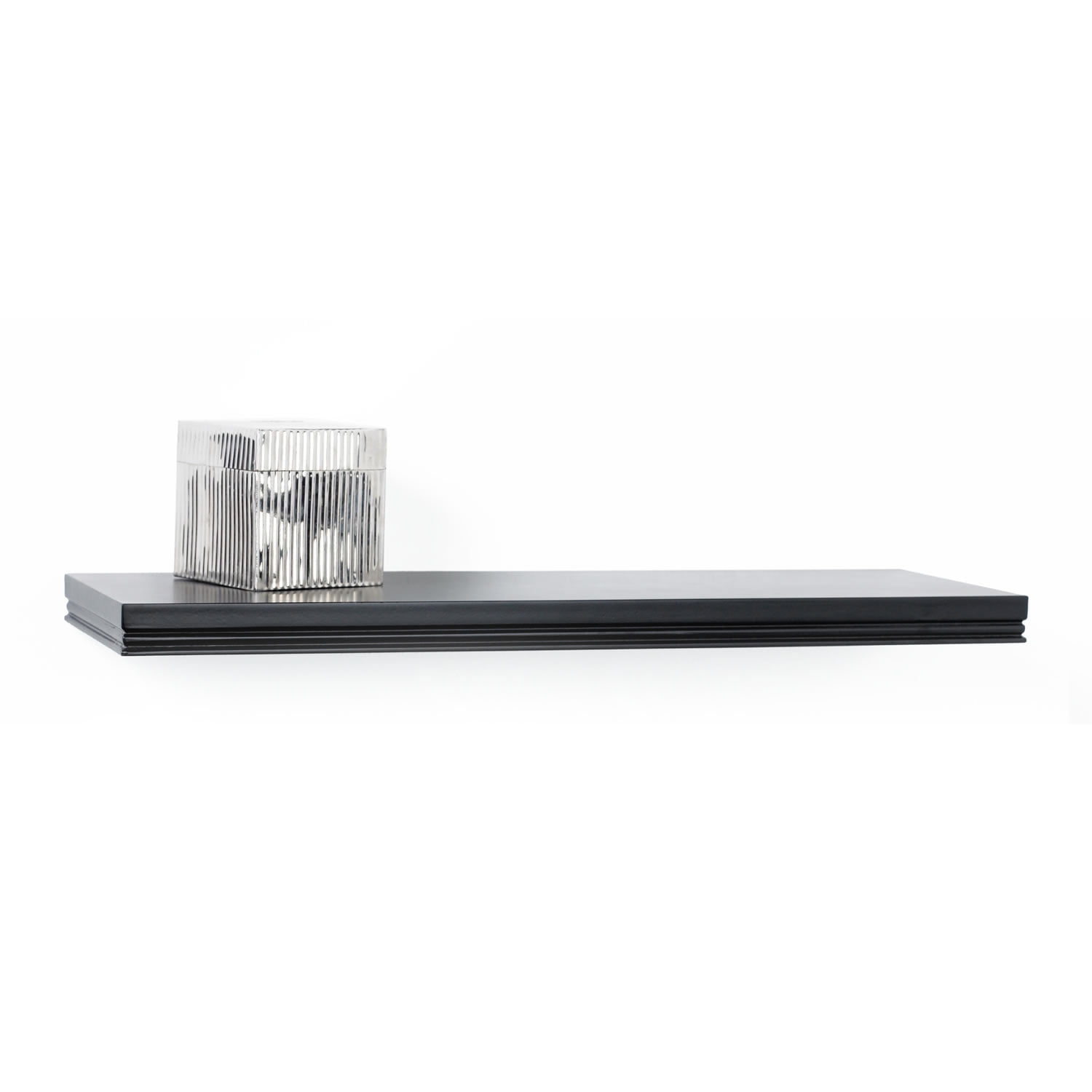Warwick Black MDF Floating Wall Shelf with Brackets, 36-inch