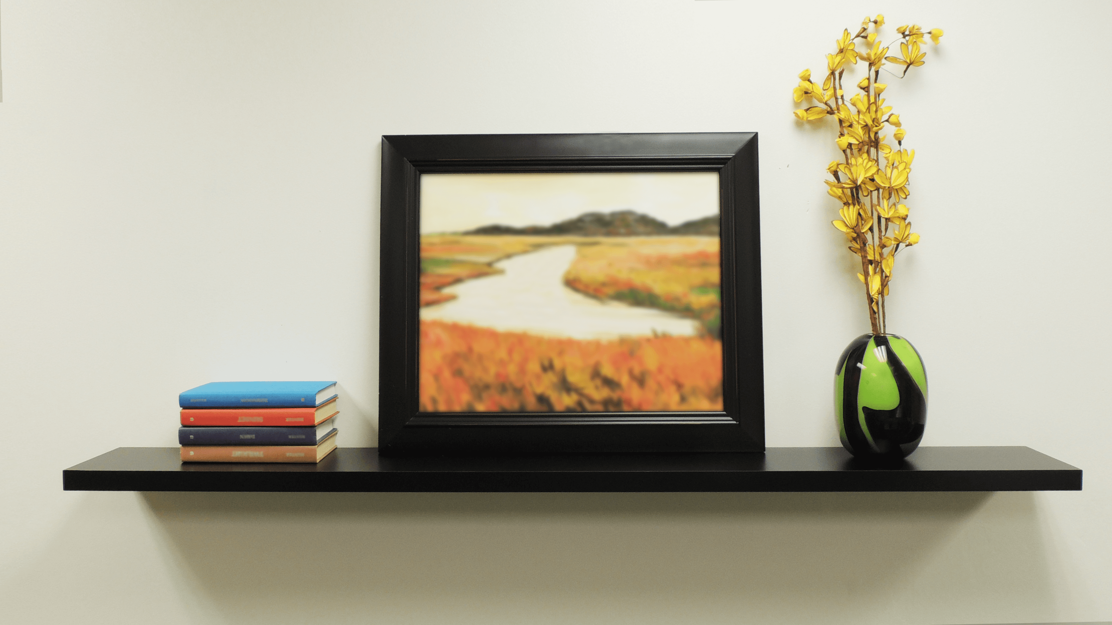 Slimline Black MDF Floating Wall Shelf 48-Inch