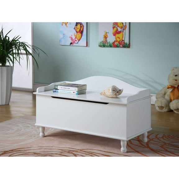 IN Room Furniture Designs Transitional Wood Storage Bench in White