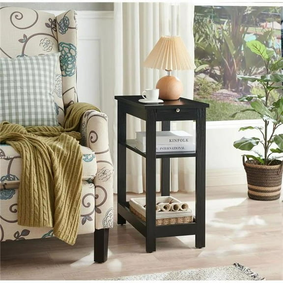 InRoom Furniture 2002BL-E Side Table, Black
